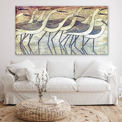 Driftwood Sandpiper Stroll Indoor Beach Animals Wall Art Canvas by Norman Wyatt Home