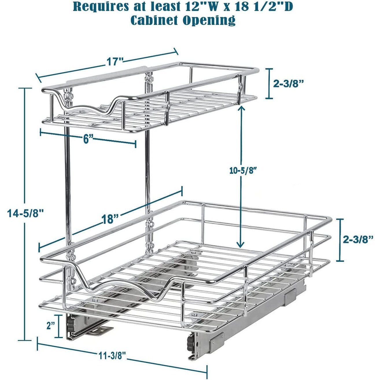 Slide Out Cabinet Organizer - 11W X18D X14-1/2H, Two Tier Roll Out - On  Sale - Bed Bath & Beyond - 32206446