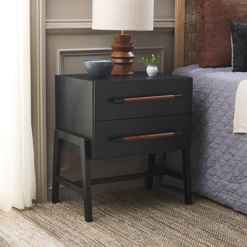 SAFAVIEH Tiona 2-Drawer Nightstand - Black/Brown