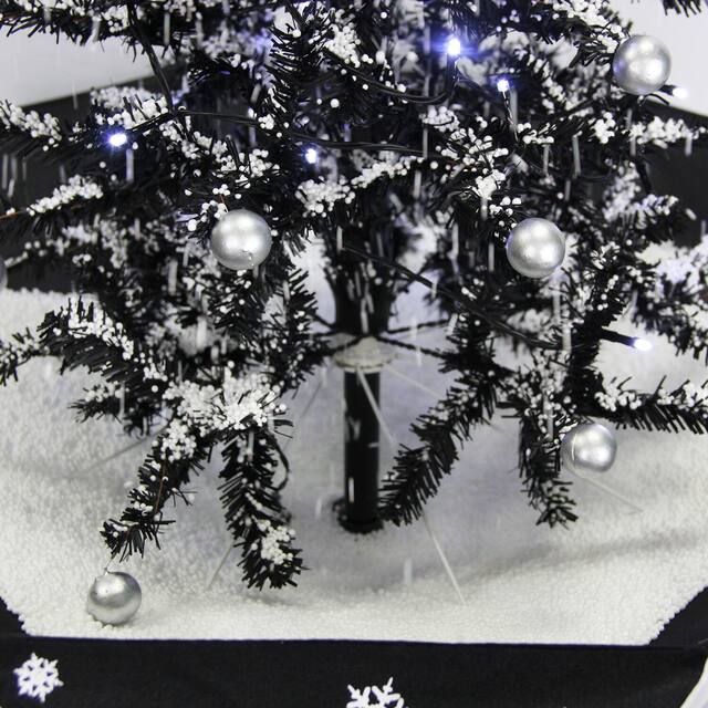 Christmas Time 29-In. Musical Snowy Indoor Holiday Decor, Black Christmas Tree with Black Umbrella Base