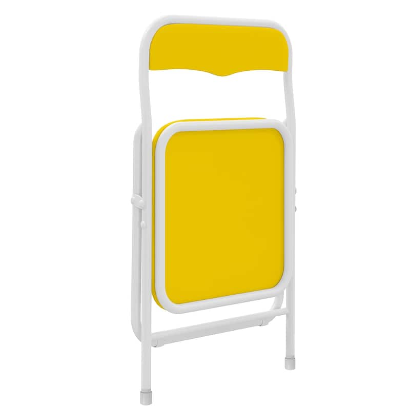 VECELO 5 Pcs Kids Folding Activity Table and Chairs Set, Portable, with Ultra Soft PU Padded Cushion, Matte Black