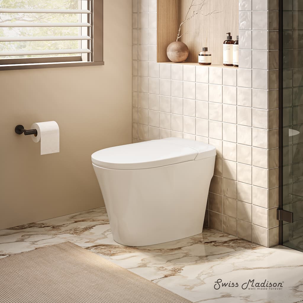 Hugo One-Piece 12" Rough-In 1.1 Gpf Top Flush Elongated Toilet In Glossy White - 15"x 27"x19.5"