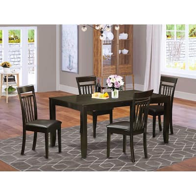 Dinette Set - Kitchen Table with Chairs - Wood Dining Room Set - Cappuccino Finish - Home Dining Furniture