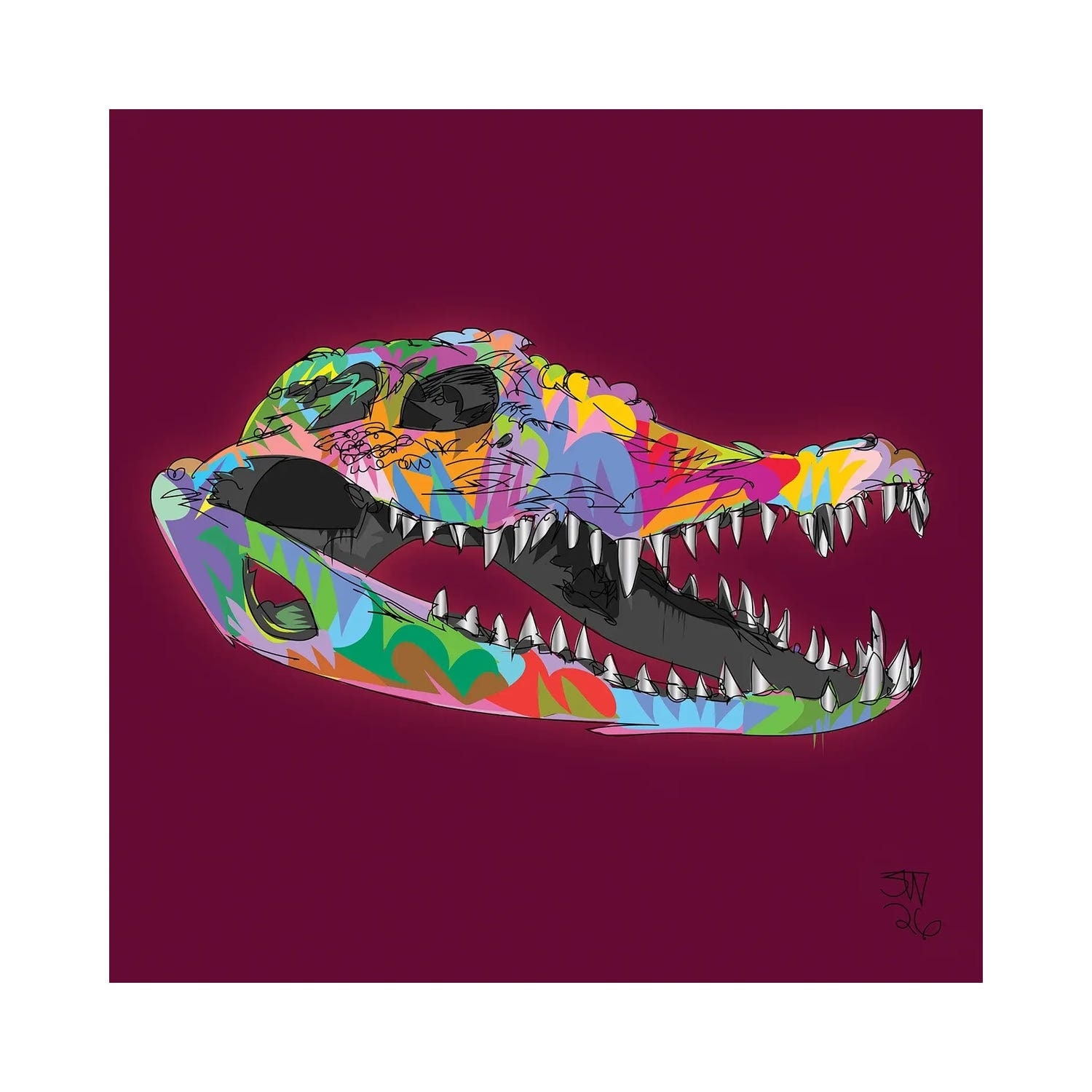 "Alligator Skull" by TECHNODROME1 Canvas Print