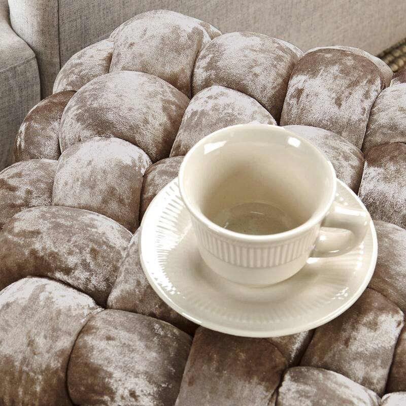 Home Soft Things Crushed Velvet Pouf Stool Ottoman