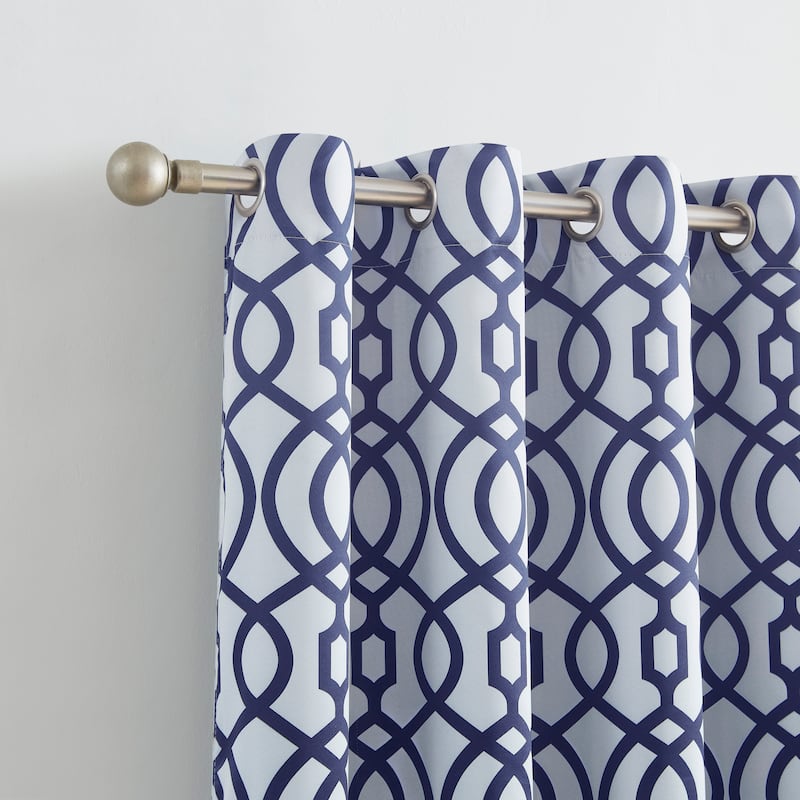 Dainty Home Trellis Blackout Thermal Insulated Grommet Single Panel Extra Wide Curtains - 54" x 84"