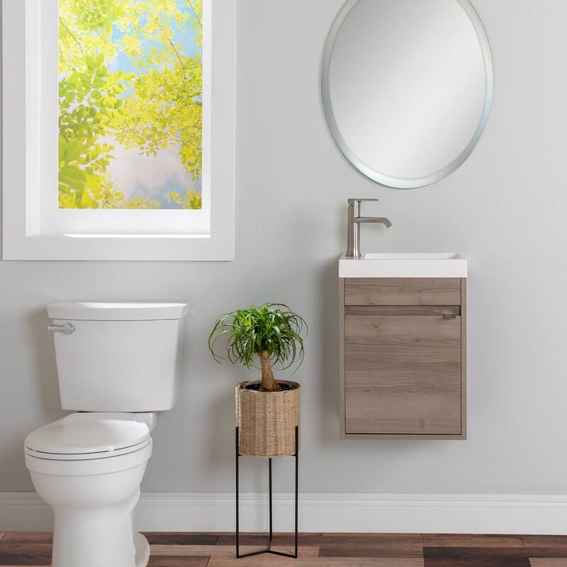 Spring Mill Cabinets Kambree 15.75" Floating 1-Door Bathroom Vanity With White Sink Top - Forest Elm