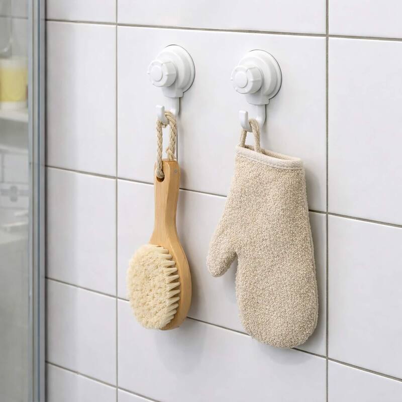 Set of 2 Strong Hold Vacuum Suction Cup Hooks for Shower