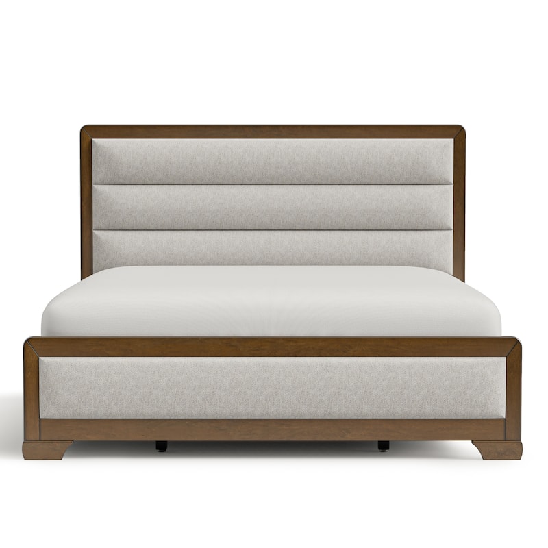 Furniture of America Collins Brown Solid Wood Channel Fabric Panel Bed