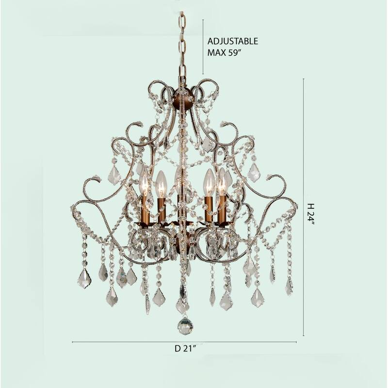 5-Light Gold Chandelier With Clear Crystals