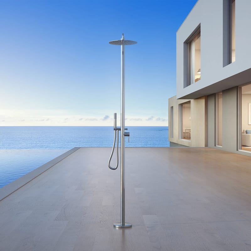 Rbrohant 84"H Stainless Steel Freestanding Outdoor Shower with Handshower