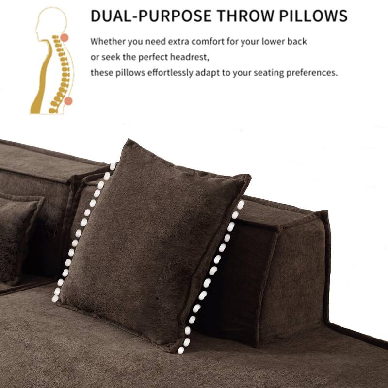 Modern Modular Combination Sofa Set - L-Shaped Italian Minimalist Tofu Block Sofa in Terrycloth Fabric, Left-Hand Facing