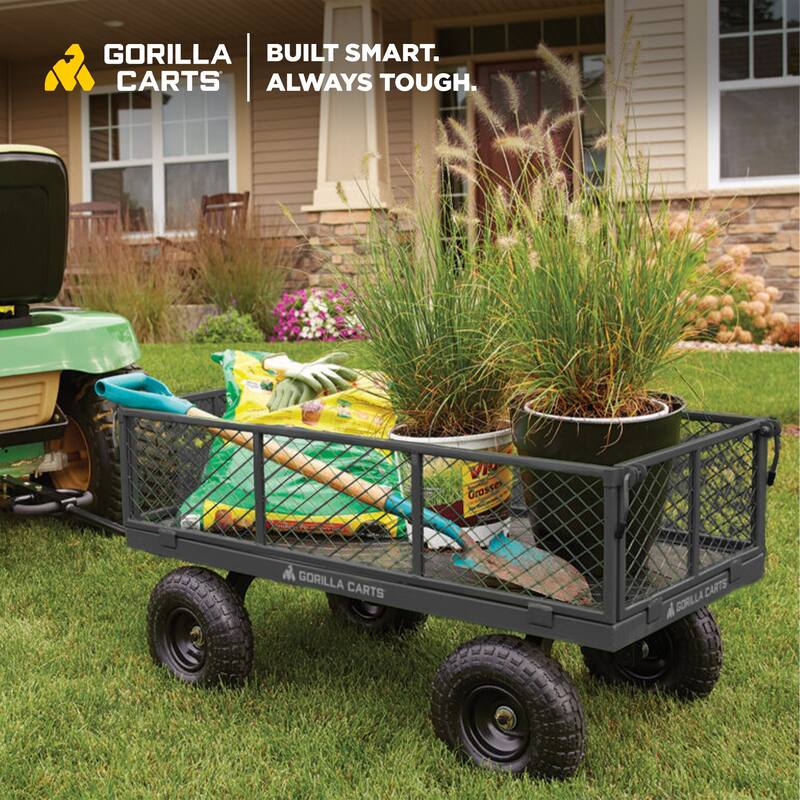 Gorilla Carts Steel Utility Cart Garden Beach Wagon, 800 Pound Capacity, Gray - 46