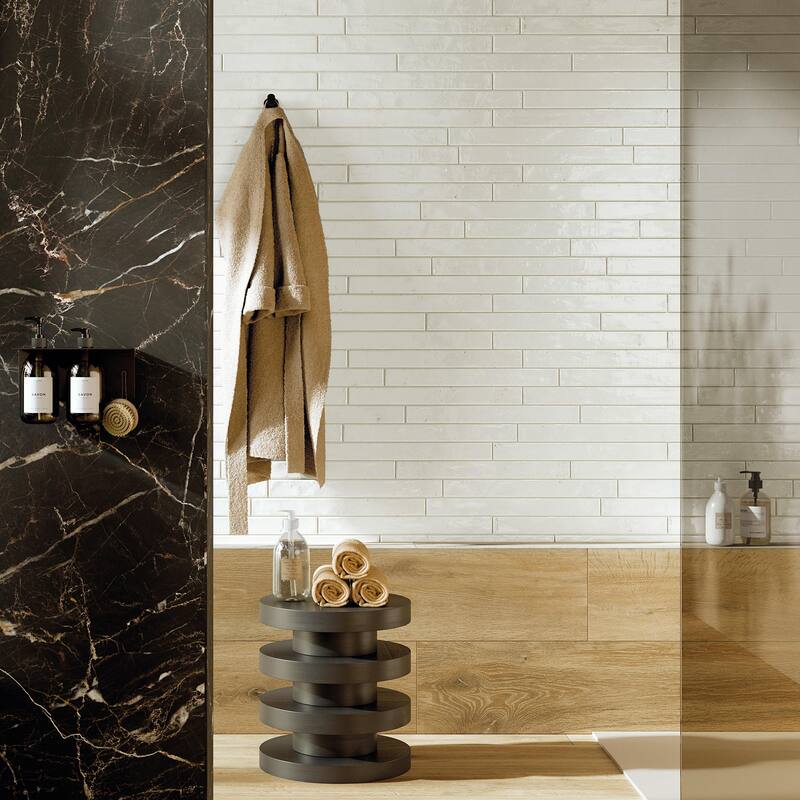 Merola Tile Scottsdale Ivory 1-7/8" x 17-3/4" Porcelain Floor and Wall Tile - Case (32 Tiles)