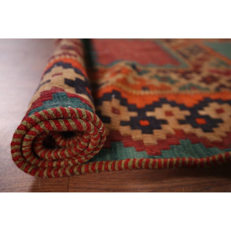 Flatweave Vegetable Dye Kilim Qashqai Persian Antique Runner Rug - 4'7"x 15'11"