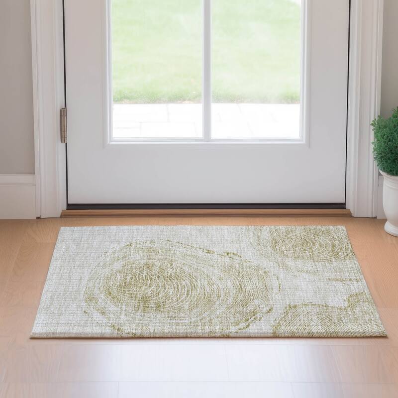 Premium Washable Super Soft Modern Woodgrain Mayfield Rug - Khaki - 1' 8" x 2' 6"