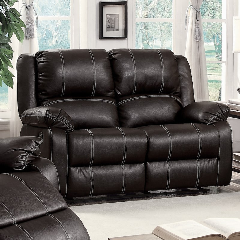 Synthetic Leather Upholstered Manual Motion Loveseat
