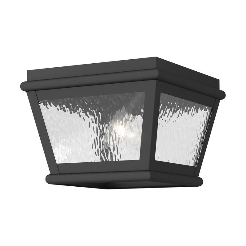 Livex Lighting 2-light Black Finish Outdoor Ceiling Mount, 2611-04 - 8" SQ. x 6" H