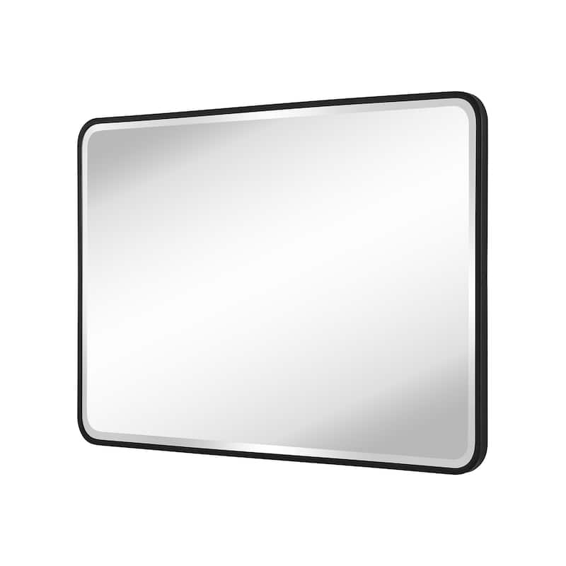 Aluminum Frame Beveled Glass Bathroom Wall Mirror with Round Corner
