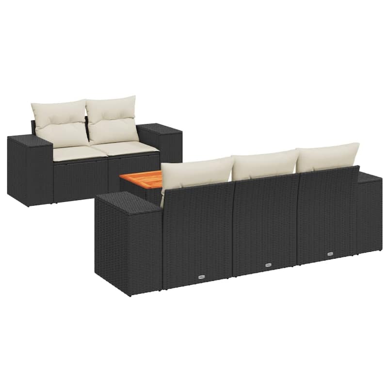 vidaXL Patio Sofa Set with Cushions Outdoor Furniture 6 Piece Poly Rattan - 21.7 x 21.7 x 14.6