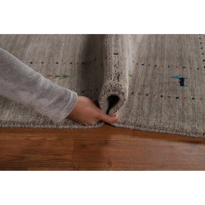 Tribal Gray Gabbeh Oriental Area Rug Handmade Wool Carpet - 5'3"x 7'7"