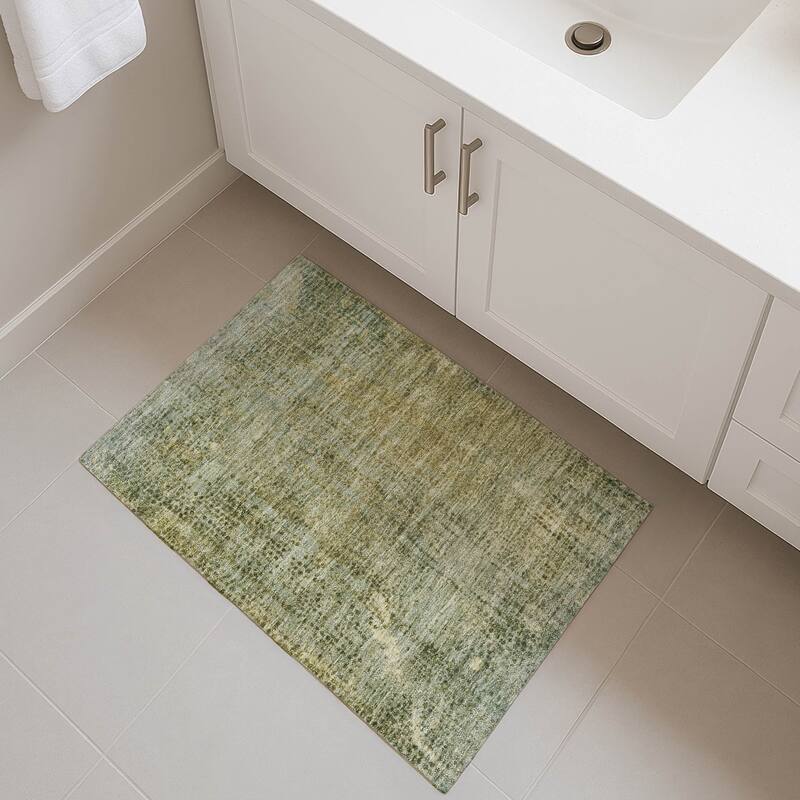 Premium Washable Super Soft Modern Imprints Mayfield Rug - Green - 1'8" x 2'6"
