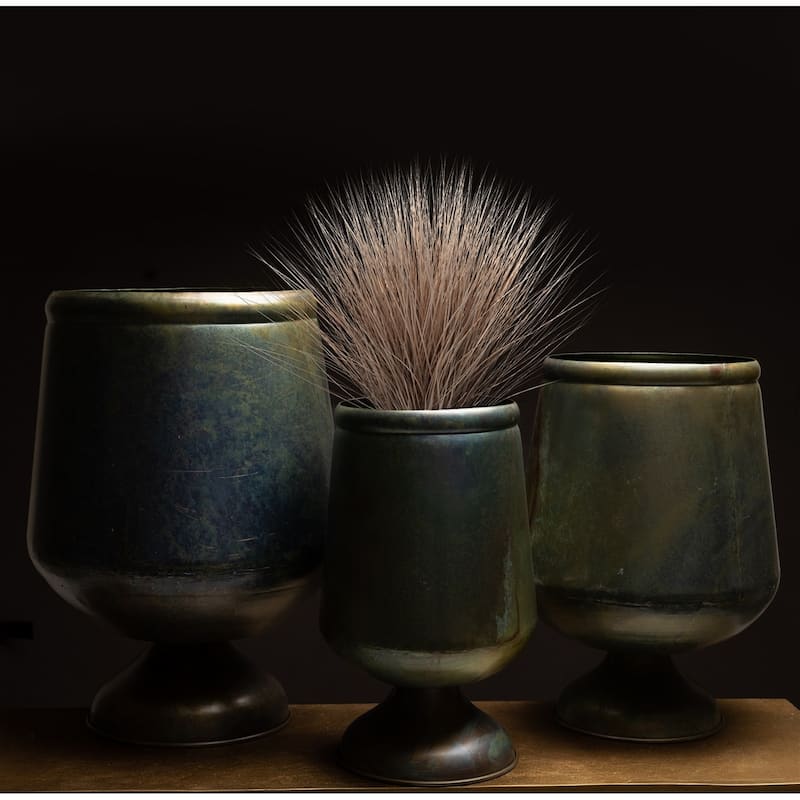 Sm. Iron Urn 15.5"H Brass Patina -ST