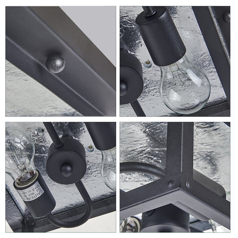 1-Light 9" Outdoor Ceiling Light, Black Finish with Glass Shade