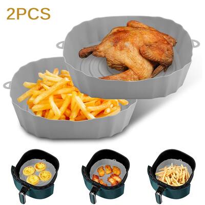 2 Pcs Silicone Air Fryer Pot Liners - Non-Stick Oven Baking Mats