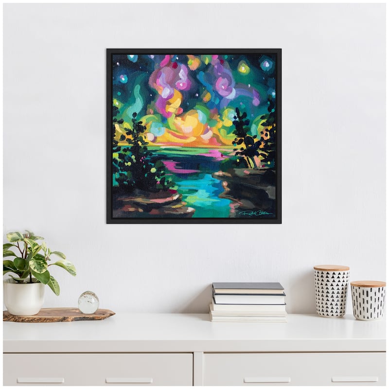 Kate and Laurel Sylvie Starry Night in Door County Framed Canvas by Rachel Christopoulos