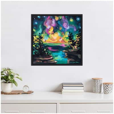 Kate and Laurel Sylvie Starry Night in Door County Framed Canvas by Rachel Christopoulos