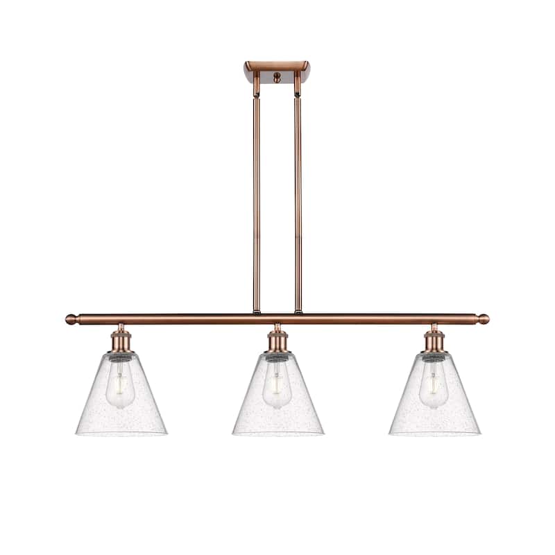 Innovations Lighting Berkshire - 3 Light 36" Stem Hung Island Light - Antique Copper/Seedy