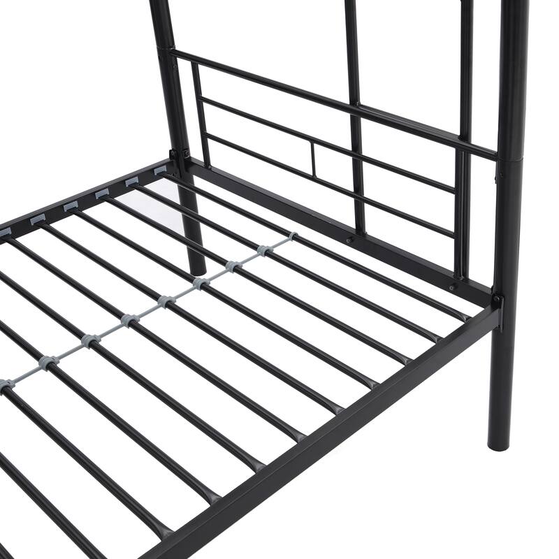 Metal Bunk Bed Twin Over Twin, Industrial Bunkbeds Heavy Duty Bed with Safety Guard Rails and Space-Saving, for School, Bedroom