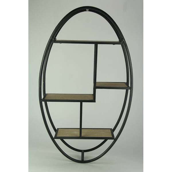 Shop Retro Modern Wood And Metal Oval Wall Shelf Overstock