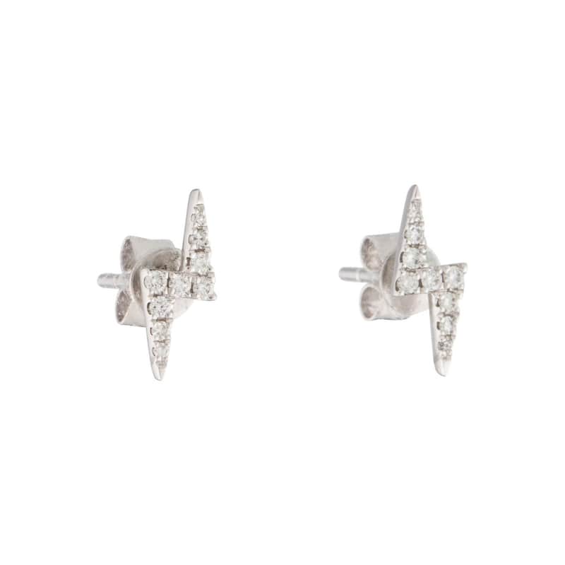 Joelle Collection Diamond Lightning Bolt Studs Earrings - 14K Gold 1/10ct TDW Electrifying Gift