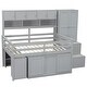preview thumbnail 9 of 12, Full Size Loft Bed Storage Kids Bed with Storage Compartments, Shelf, Wardrobe, Storage Stairs, Under-bed Desk, Cabinets, Grey