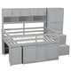 preview thumbnail 9 of 12, Gray Full Size Wooden Loft Bed with Integrated Wardrobe, Under-bed Desk, and Shelves