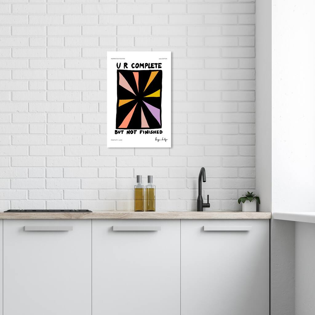 Wynwood Studio Canvas Typography and Quotes Complete is not Finished Black and Pink Modern & Contemporary Wall Art Canvas Print