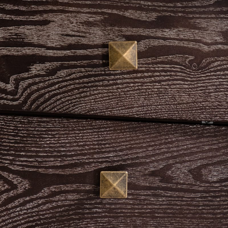 Solid Wood Sideboard with Geometric Pattern, 2 Doors and 2 Drawers,Mid Century Modern Sideboard Cabinet