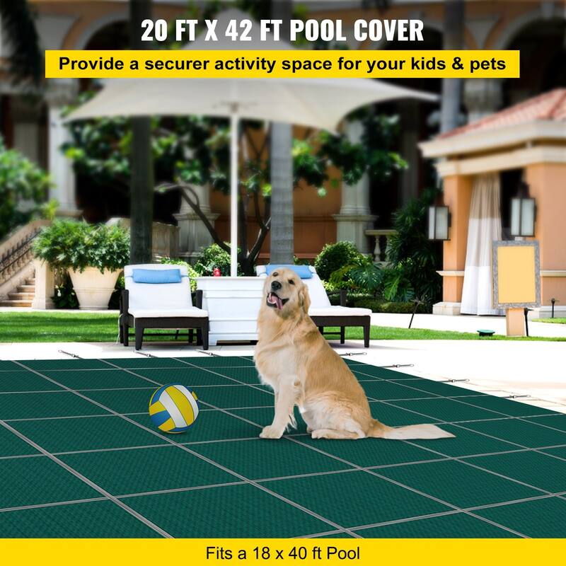 Rectangular Inground Pool Cover Mesh Winter Safety Cover Green