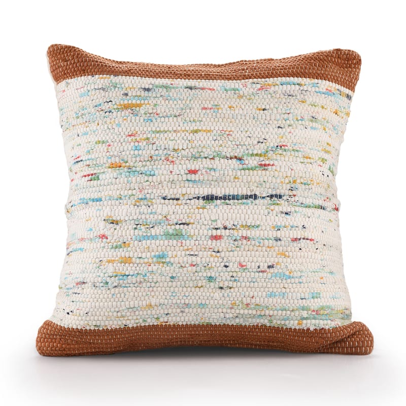 HomeRoots 20" X 20" Brown Orange And Off-White 100% Cotton Abstract Zippered Pillow