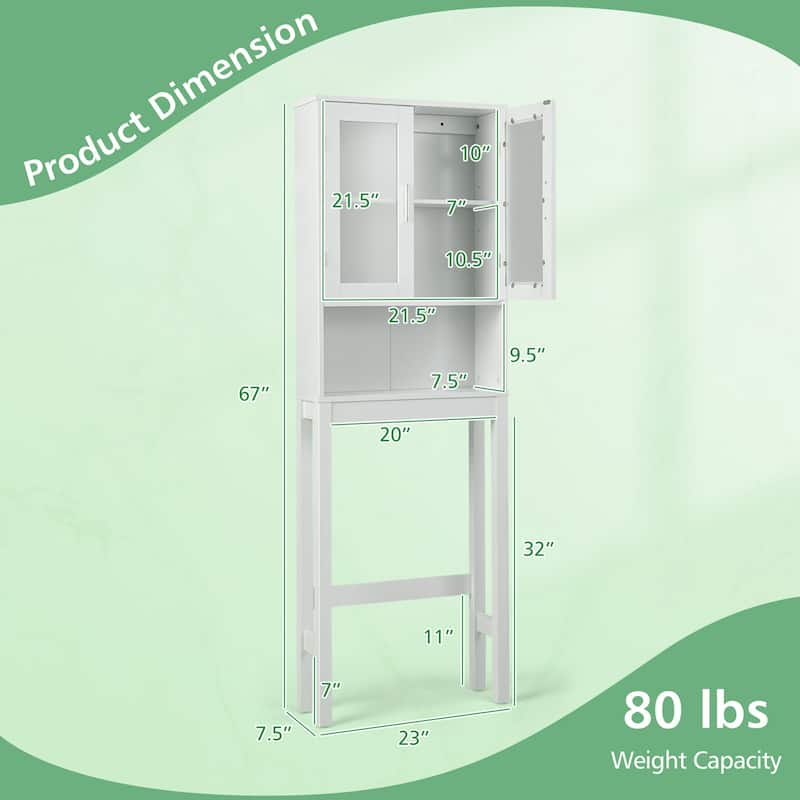 Costway Wooden Over The Toilet Storage Cabinet Spacesaver Organizer
