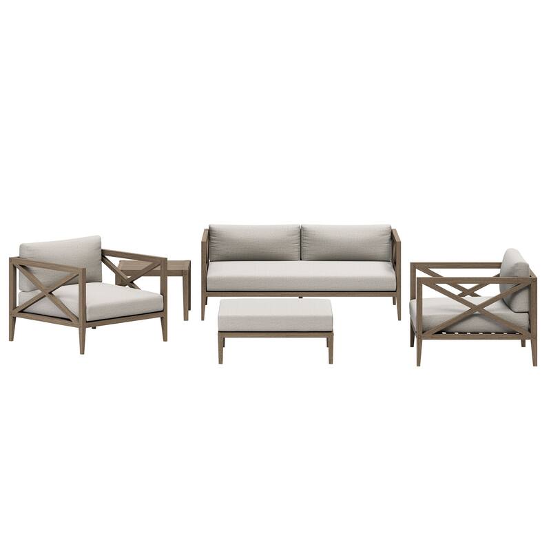 Northlake 5-Piece Outdoor Patio Teak Wood Furniture Set