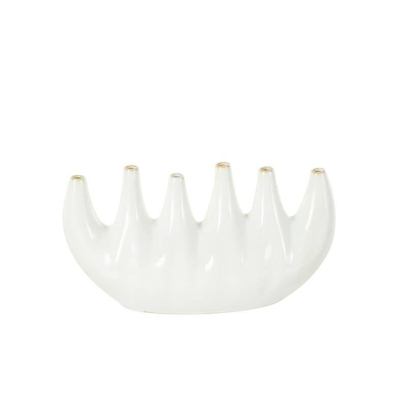 White Ceramic Decorative Vase with Multiple Openings
