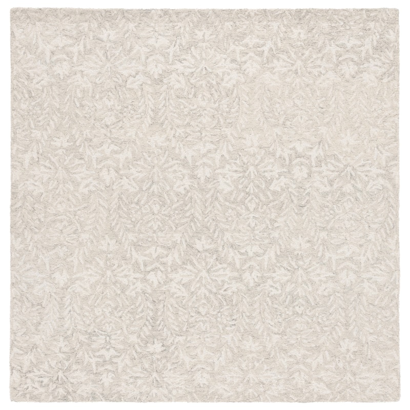 SAFAVIEH Handmade Ebony Lelioara Modern & Contemporary Wool Rug - 6' Square - Grey/Ivory