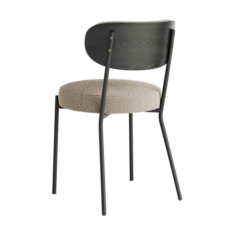 Teddy 2 Piece Kitchen Dining Chair Set with Cushions, Black Metal Legs, Soft Back for Dining Room Kitchen Living Room Bedroom