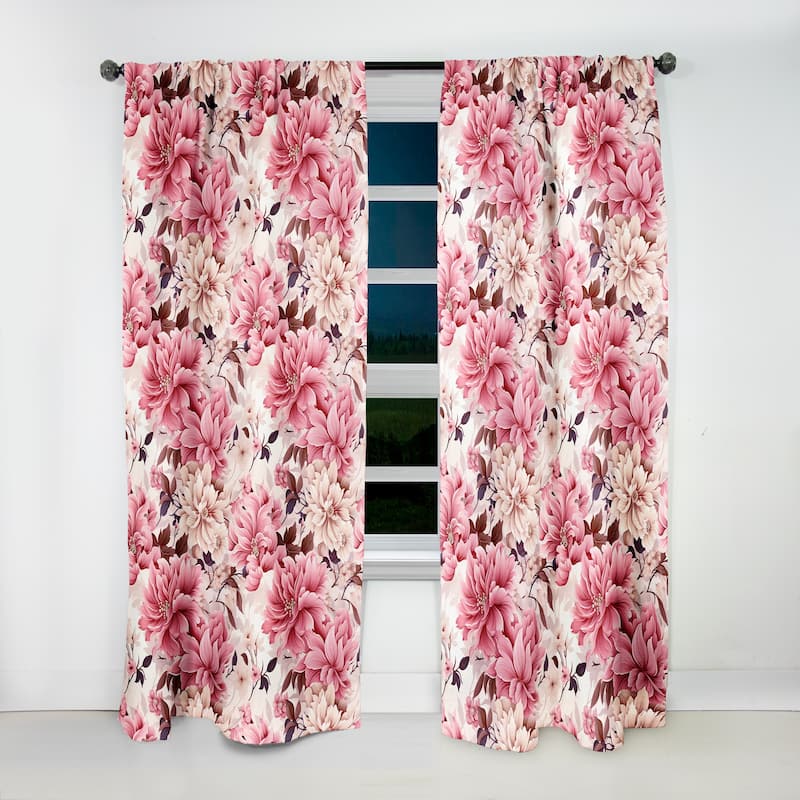 Designart "Soft Pink Peony Bouquet Garden" Floral Printed Art Curtain For Bedroom