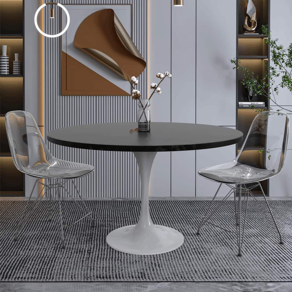 Verve 48" Round Dining Table with MDF Top and White Steel Base - 47.24