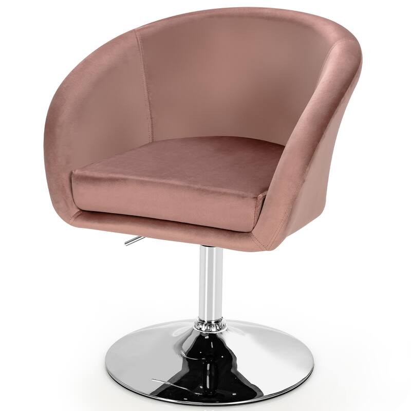 Height Adjustable Vanity Chair Modern Velvet Swivel Leisure Chair - Pink