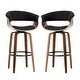 preview thumbnail 19 of 21, Glitzhome Set of 2 Modern 40"H Bar Height Wooden Swivel Bar Stools Black&Blue/Woven